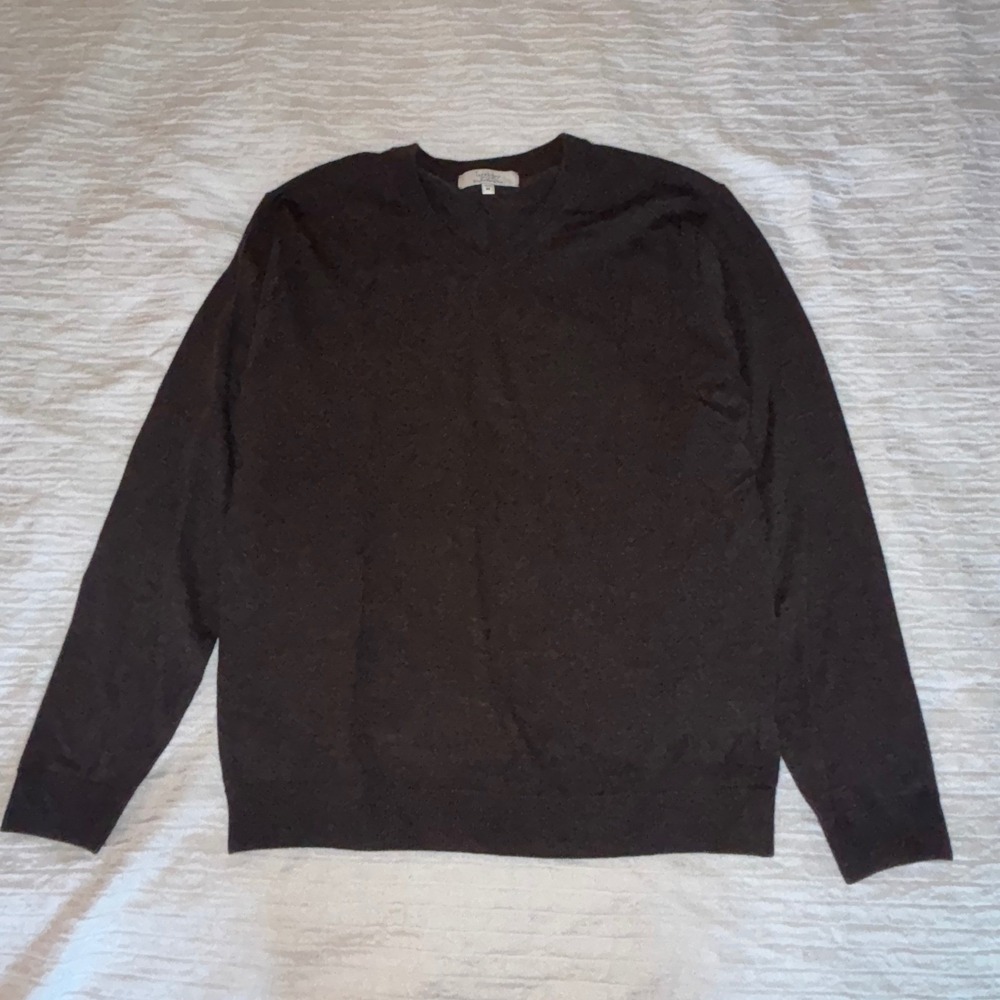 Turnbury Mens Extra Fine Merino Wool V-Neck Sweater Brown Heathered Size M‎